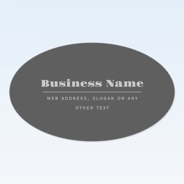 Adesivo Oval Modelo de Texto Retromoderno Editável | Cinza Escu (Criador carregado)