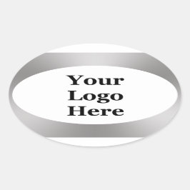 Adesivo Oval Modelo Elegante, branco e prenda seu logotipo aqui
