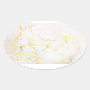 Adesivo Oval Modelo em Branco Adicione Seu Texto Mármore Dourad