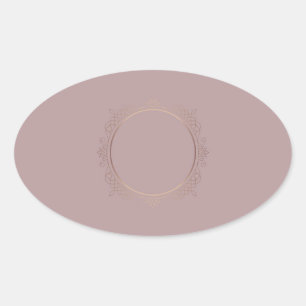 Adesivo Oval Modelo em Branco com Texto Personalizável em Rose 