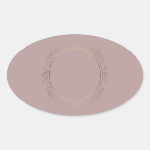 Adesivo Oval Modelo em Branco de Ouro Rosa Criativo Adicione Se