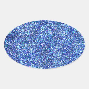 Adesivo Oval Modelo Moderno Glamouroso Brilhante Azul Glitter