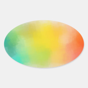 Adesivo Oval Modelo personalizado abstrato colorido azul verde