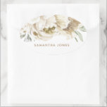 Adesivo Oval Moderna Minimalista Peonie Floral<br><div class="desc">design floral de cor branca moderna minimalista é o favor perfeito para os chás de panela. Uau, suas damas de honra e amigos com as ideias perfeitas de presentes de solteira. As flores bonito são bonitas, femininas e modernas e são o presente perfeito para todos os seus chás de panela...</div>