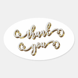 Adesivo Oval Moderna Tipografia Dourada Obrigado