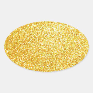 Adesivo Oval Moderno Modelo Elegante Tendência Glitter Dourado