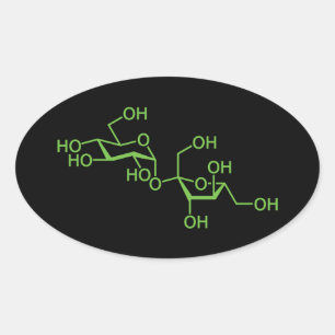 Adesivo Oval Molécula de Açúcar Sacarose Diagrama Químico