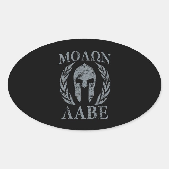 Adesivo Oval Molon Labe Grunge Spartan Armor (Frente)