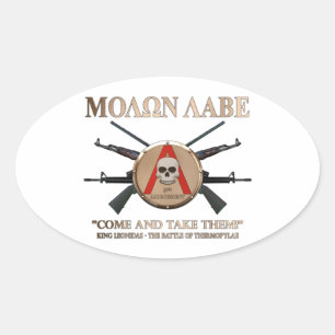 Adesivo Oval Molon Labe - Spartan Shield