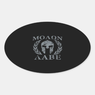 Adesivo Oval Molon Labe Spartan Warrior Laurels