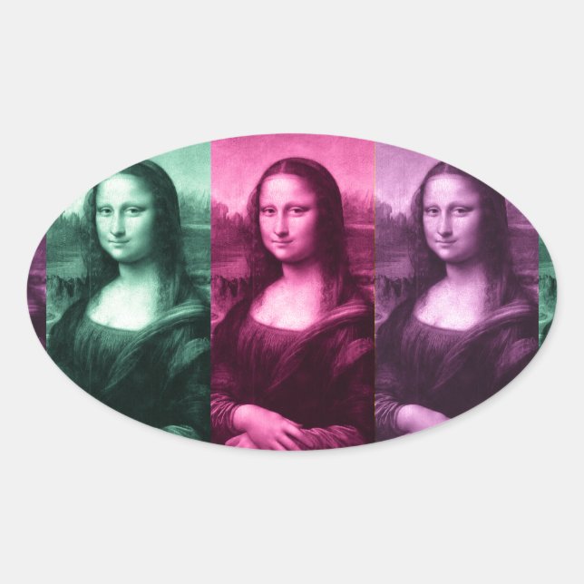 Adesivo Oval Mona Lisa Green Pink Purple (Frente)