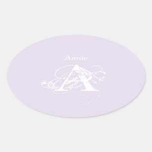 Adesivo Oval Monografia de Tipografia Simples e Elegante lavand