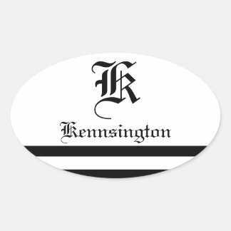 Adesivo Oval "Monograma c/ Stripes na Fonte de Casamento"