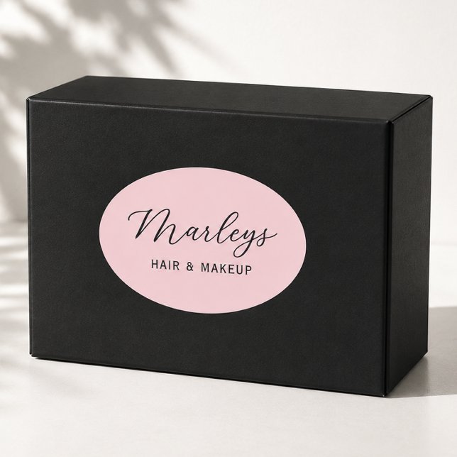 Adesivo Oval Monograma Comercial de Letra Moderna Rosa (Criador carregado)