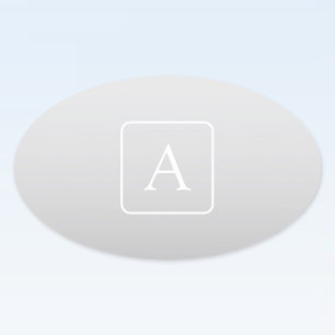 Adesivo Oval Monograma de Apelido de Gradação de Cinzas Claras