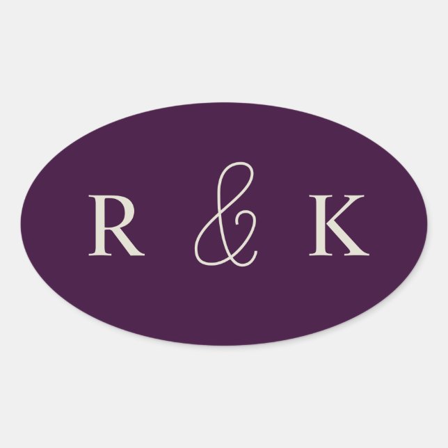 Adesivo Oval Monograma de casais elegantes (Frente)