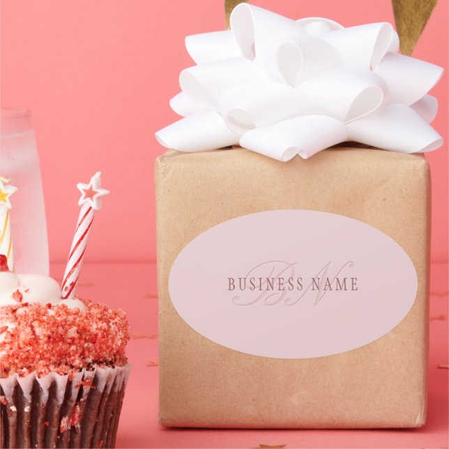 Adesivo Oval Monograma Elegante | Ouro Rosa (Festa)