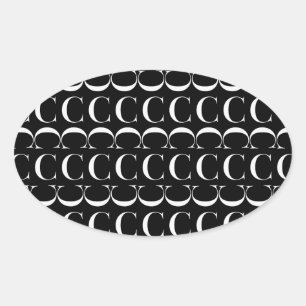 Adesivo Oval Monograma - Letra inicial C