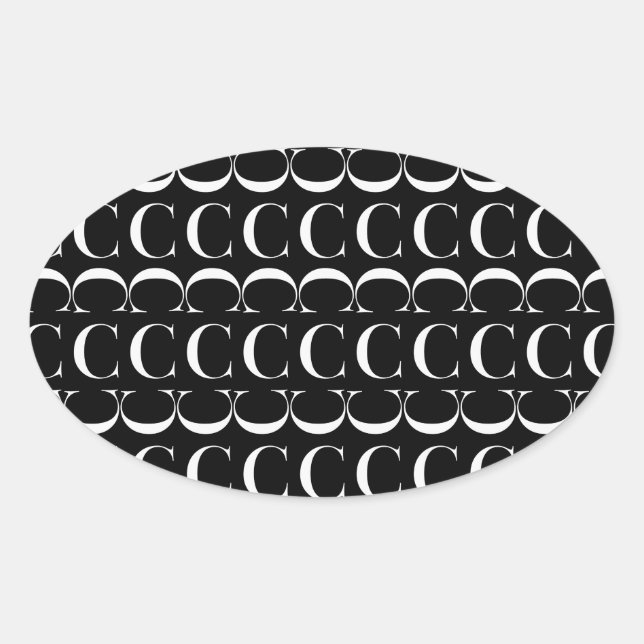 Adesivo Oval Monograma - Letra inicial C (Frente)