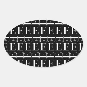 Adesivo Oval Monograma - Letra Inicial E