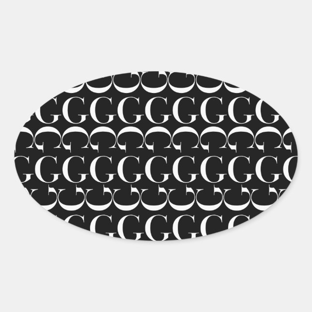 Adesivo Oval Monograma - Letra inicial G (Frente)