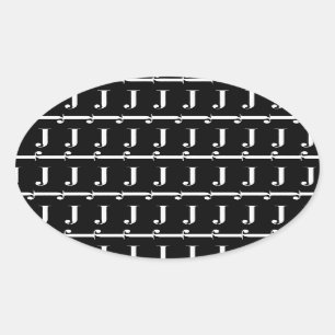 Adesivo Oval Monograma - Letra Inicial J