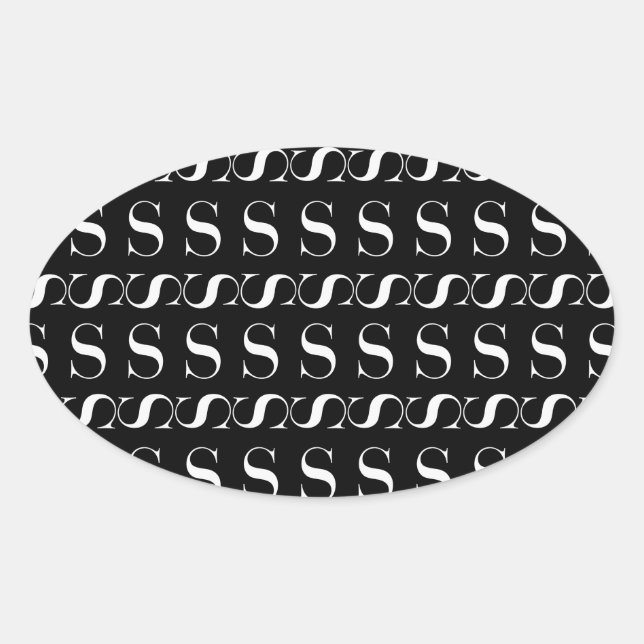 Adesivo Oval Monograma - Letra Inicial S (Frente)