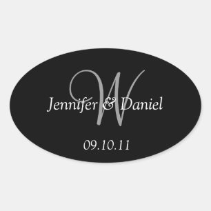 Adesivo Oval Monograma Personalizado com Rótulos de Vinho