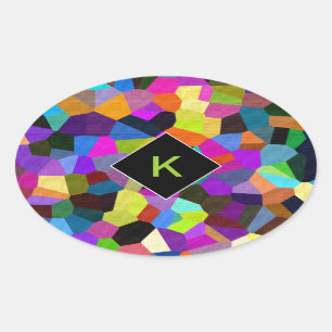 Adesivo Oval Monogrammed Confetti em tons de joias
