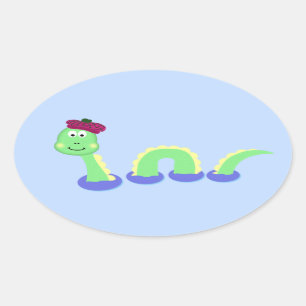 Adesivo Oval Monstro de Loch Ness