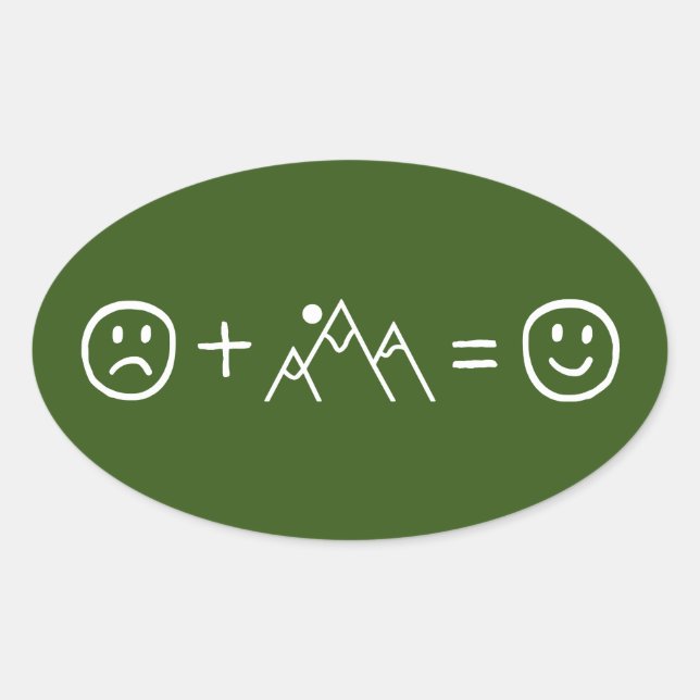 Adesivo Oval Montanhas fazem você feliz (Frente)