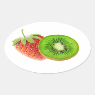 Adesivo Oval Morango e kiwi