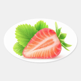 Adesivo Oval Morango metade