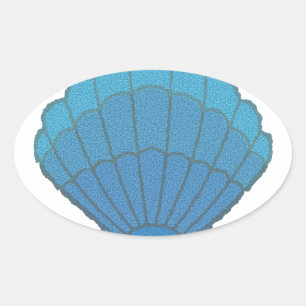 Adesivo Oval Mosaico de Seashell Azul