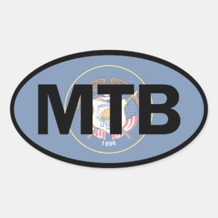 Adesivo Oval Mountain Biking Utah Flag