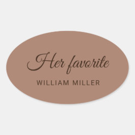 Adesivo Oval Mousse Simples Elegante Mocha com Casamento Monogr