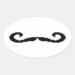 Adesivo Oval Moustache do guiador do pixel de 8 bocados