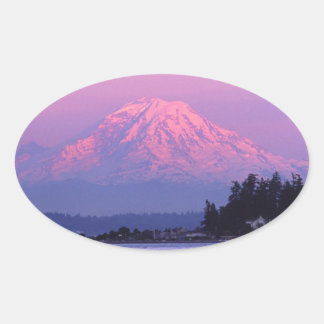 Adesivo Oval Mt. Rainier em Sunset, Estado de Washington.