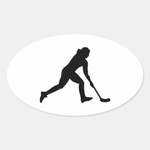Adesivo Oval Mulher de Floorball