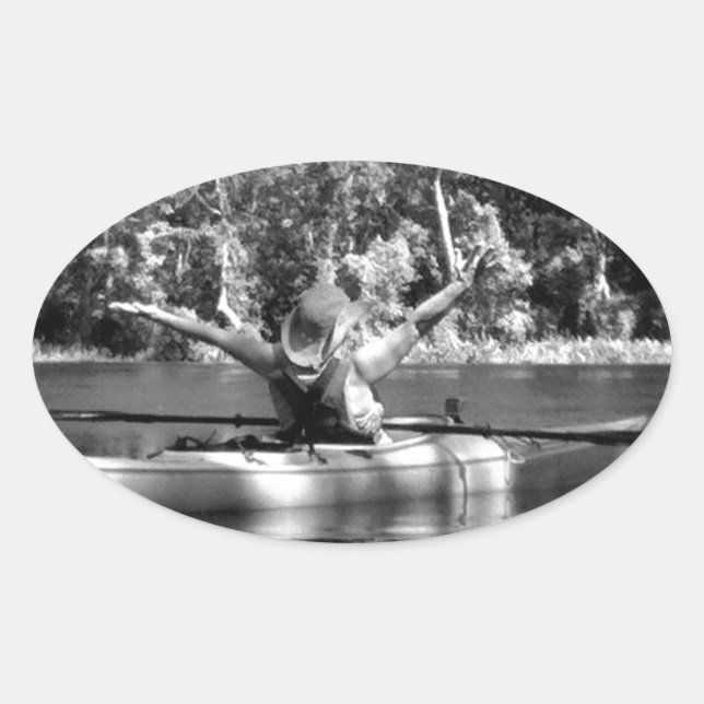 Adesivo Oval mulher kayak (Frente)