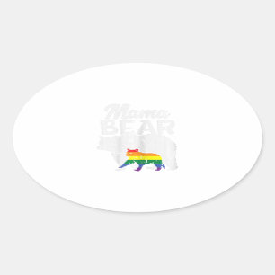 Adesivo Oval Mulheres Mama Urso Arco-Íris Gay Flag Lgbt