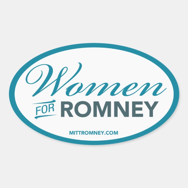 Adesivo Oval Mulheres Para Mitt Romney 2012 (Adesivo Oval Branc (Frente)