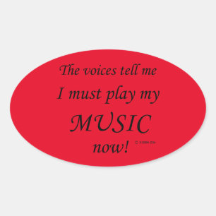 Adesivo Oval Music Voices Diz Que Tem De Jogar Vestido Oval