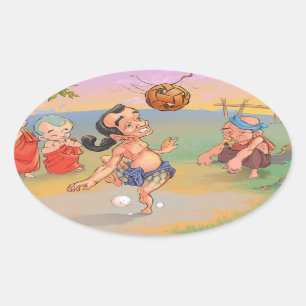 Adesivo Oval Myanmar Chinlone tradicional