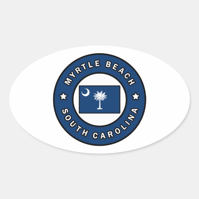 Adesivo Oval Myrtle Beach Carolina do Sul (Frente)