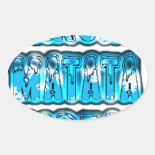 Adesivo Oval Na moda azul vintage Zombi Design Hakuna Matata K