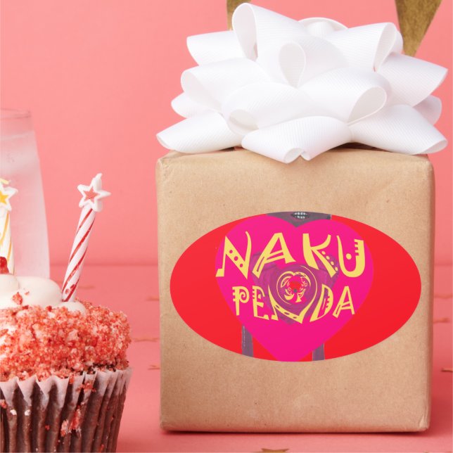 Adesivo Oval Nakupenda Love Art - Swahili Heart Design (Festa)