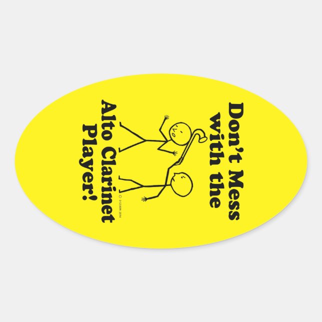 Adesivo Oval Não brinque com o som Oval do Alto Clarinet Player (Frente)