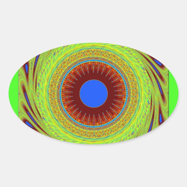 Adesivo Oval Não se preocupe seja Impressão de arte feliz (Frente)