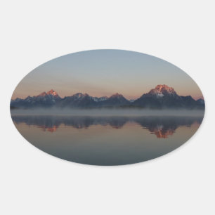Adesivo Oval Nascer do sol no parque nacional grande de Teton